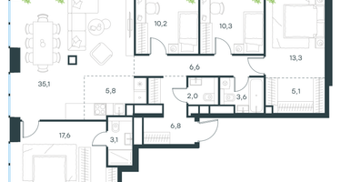 5-к. квартира, 119 м²