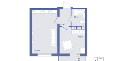 1-к. квартира, 37&nbsp;м²