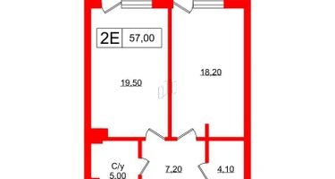 1-к. квартира, 57&nbsp;м²