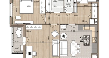 2-к. квартира, 64&nbsp;м²
