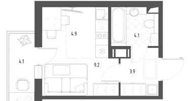 Студия, 23&nbsp;м²