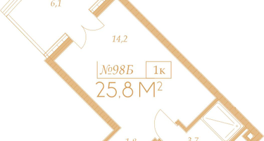 1-к. квартира, 25&nbsp;м²