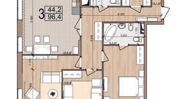 3-к. квартира, 96&nbsp;м²