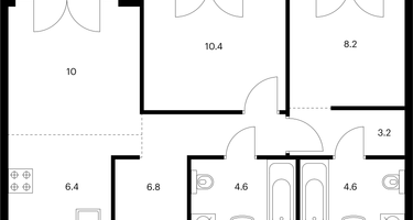2-к. квартира, 55&nbsp;м²