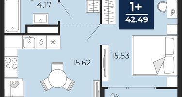1-к. квартира, 42 м²