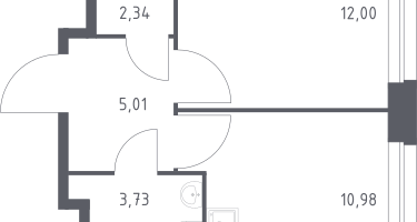 1-к. квартира, 34&nbsp;м²