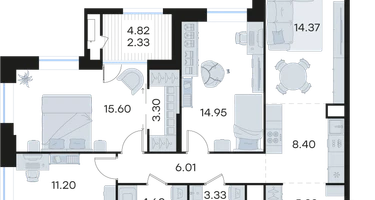 3-к. квартира, 89&nbsp;м²
