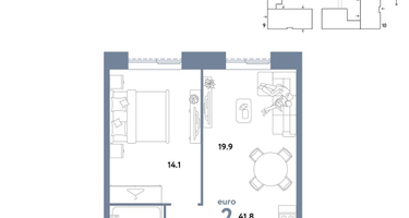 2-к. квартира, 41&nbsp;м²