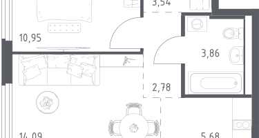 Студия, 40&nbsp;м²