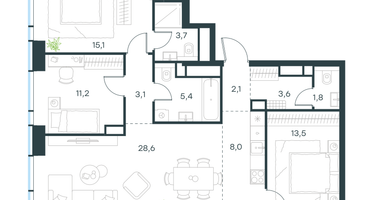 4-к. квартира, 96&nbsp;м²