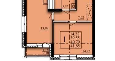 1-к. квартира, 40&nbsp;м²