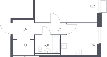 1-к. квартира, 38&nbsp;м²