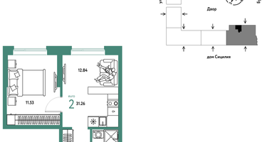 2-к. квартира, 31 м²