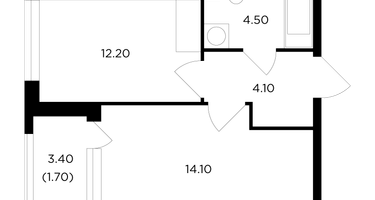 1-комнатная квартира, 36&nbsp;м²