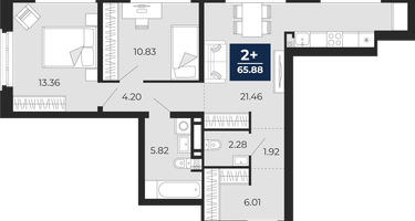2-к. квартира, 65&nbsp;м²