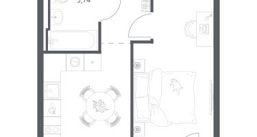 1-к. квартира, 33&nbsp;м²