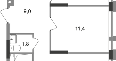 2-к. квартира, 57&nbsp;м²