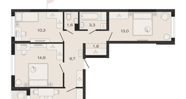 3-к. квартира, 69&nbsp;м²