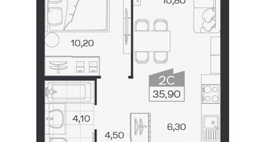 2-к. квартира, 35&nbsp;м²