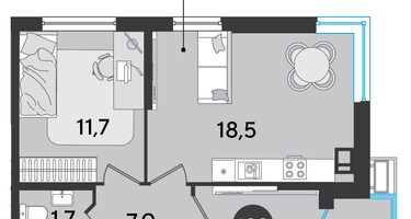 2-к. квартира, 59&nbsp;м²