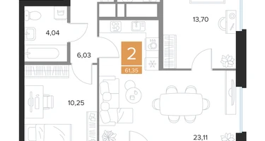 2-к. квартира, 61&nbsp;м²