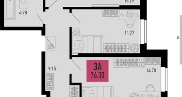 3-к. квартира, 76&nbsp;м²