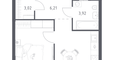 1-к. квартира, 36&nbsp;м²