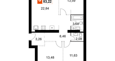 4-к. квартира, 83 м²
