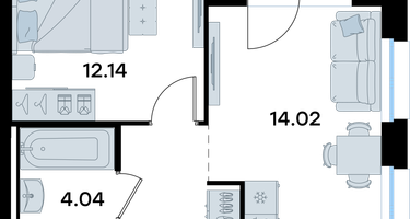 1-к. квартира, 37&nbsp;м²