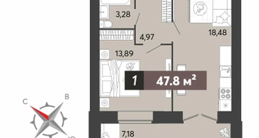 1-к. квартира, 47 м²