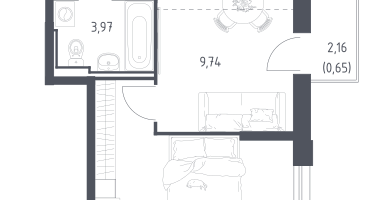 Студия, 43&nbsp;м²