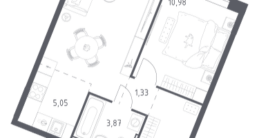 Студия, 43&nbsp;м²