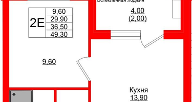 1-к. квартира, 36 м²