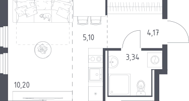 Студия, 22&nbsp;м²