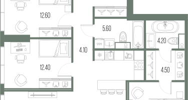 3-к. квартира, 96&nbsp;м²