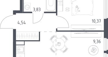 Студия, 34&nbsp;м²