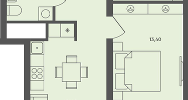 1-к. квартира, 46 м²