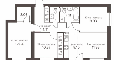 4-к. квартира, 72&nbsp;м²