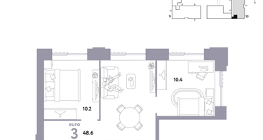 3-к. квартира, 48&nbsp;м²