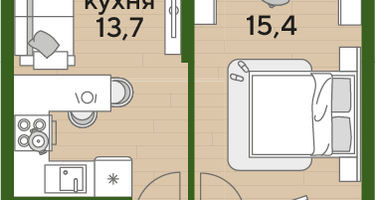 1-к. квартира, 39&nbsp;м²