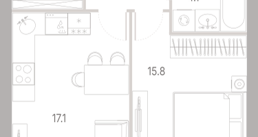 1-к. квартира, 45&nbsp;м²