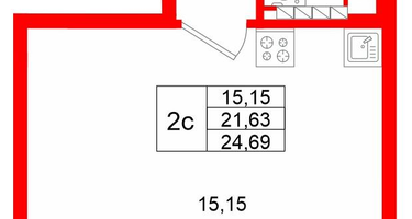Студия, 21&nbsp;м²