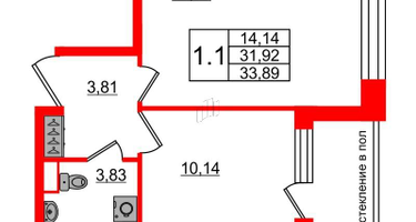 1-к. квартира, 31&nbsp;м²