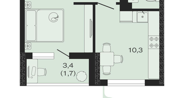 1-к. квартира, 32&nbsp;м²