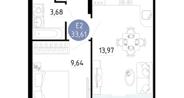 1-к. квартира, 33&nbsp;м²
