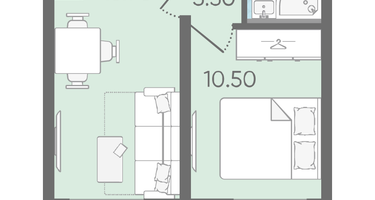 1-к. квартира, 33&nbsp;м²