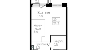 Студия, 27 м²