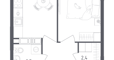 1-к. квартира, 31&nbsp;м²
