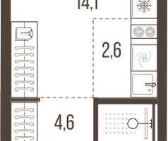 1-к. квартира, 24&nbsp;м²