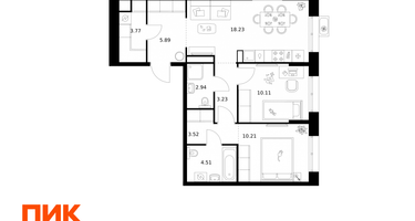 2-к. квартира, 62 м²